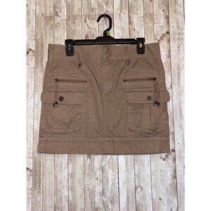 Calvin Klein Women's Y2K Beige Cargo Mini Skirt Low Rise Size 6 Utility Military